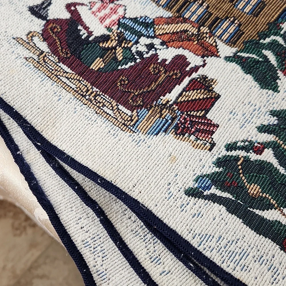 Christmas holiday winter village scene woven placemats kitchen set of 4